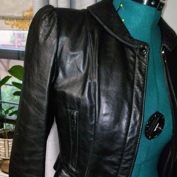 Vintage Jonathan Christopher Black Leather Puff Sleeve Jacket - Picture 13 of 16